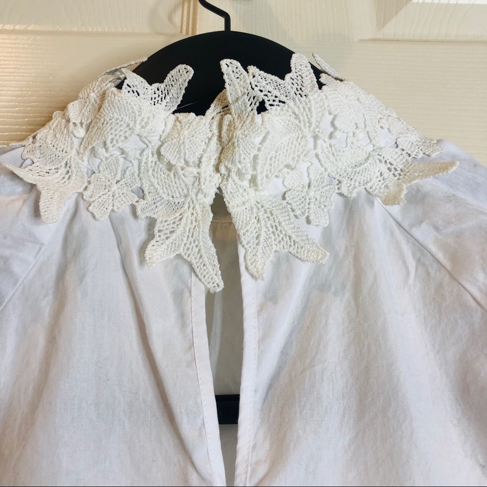 Zara White short sleeve mock neck lace blouse XS - Picture 7 of 8